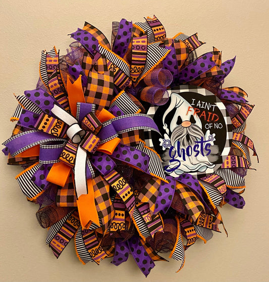 Ghost Gnome Halloween Wreath for Door, Gnome Gnome Halloween Wreath for Porch, Gnome Halloween Door or Porch Decoration