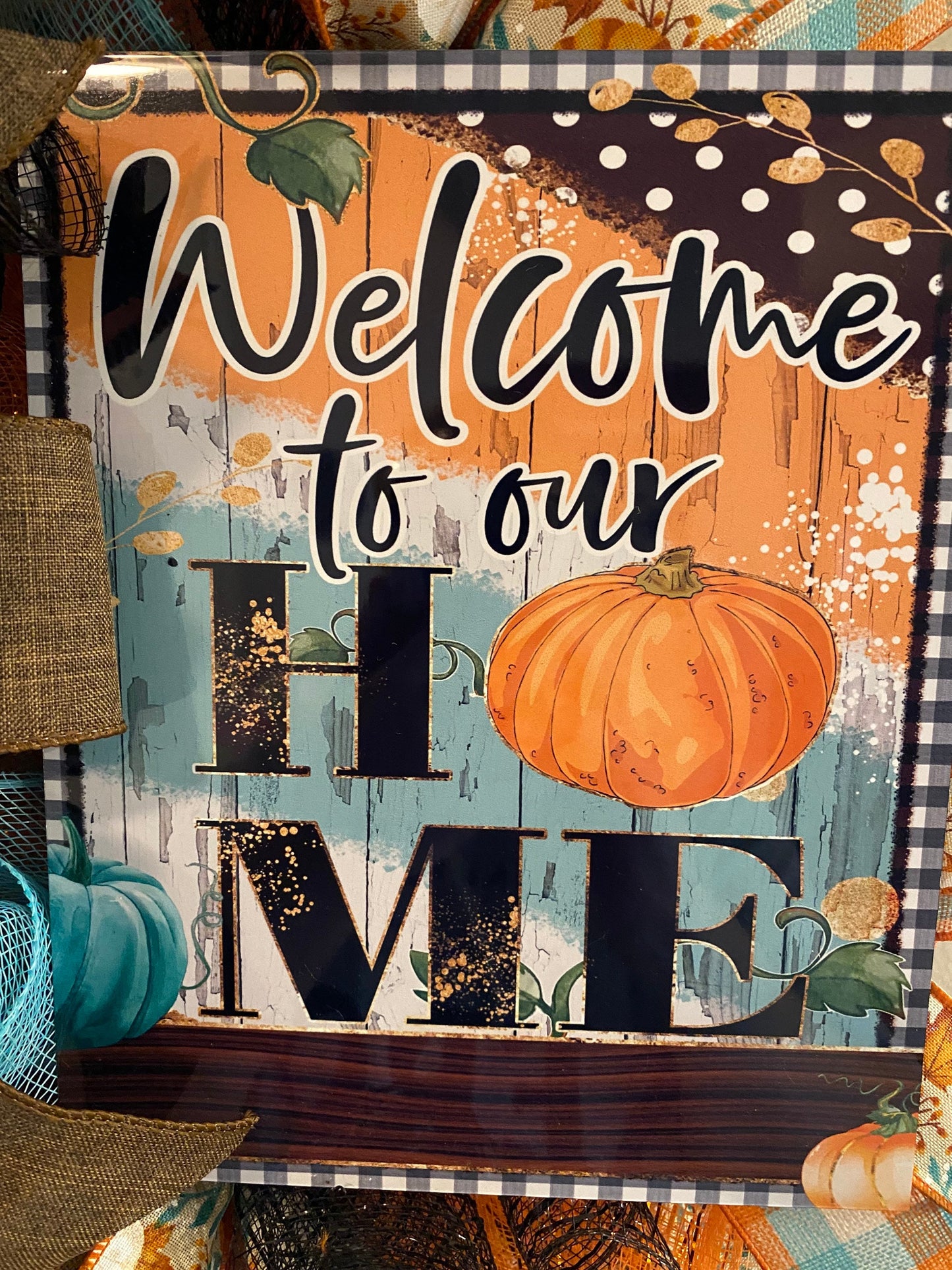 Fall Farmhouse Pumpkin Wreath, Welcome to Our Home Wreath, Fall Everyday Teal Wreath, Fall Farmhouse Welcome to Our Home Wreath
