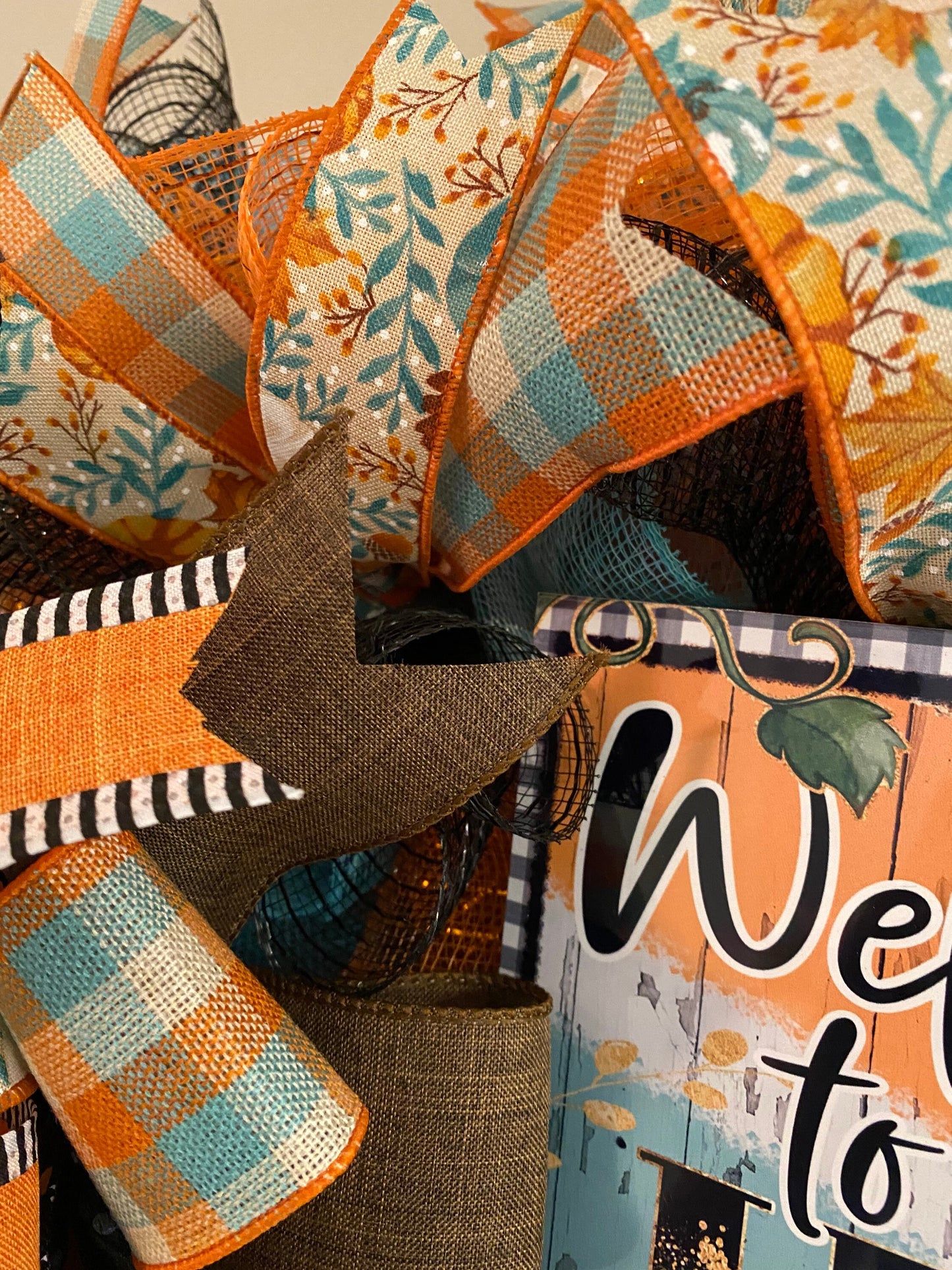 Fall Farmhouse Pumpkin Wreath, Welcome to Our Home Wreath, Fall Everyday Teal Wreath, Fall Farmhouse Welcome to Our Home Wreath