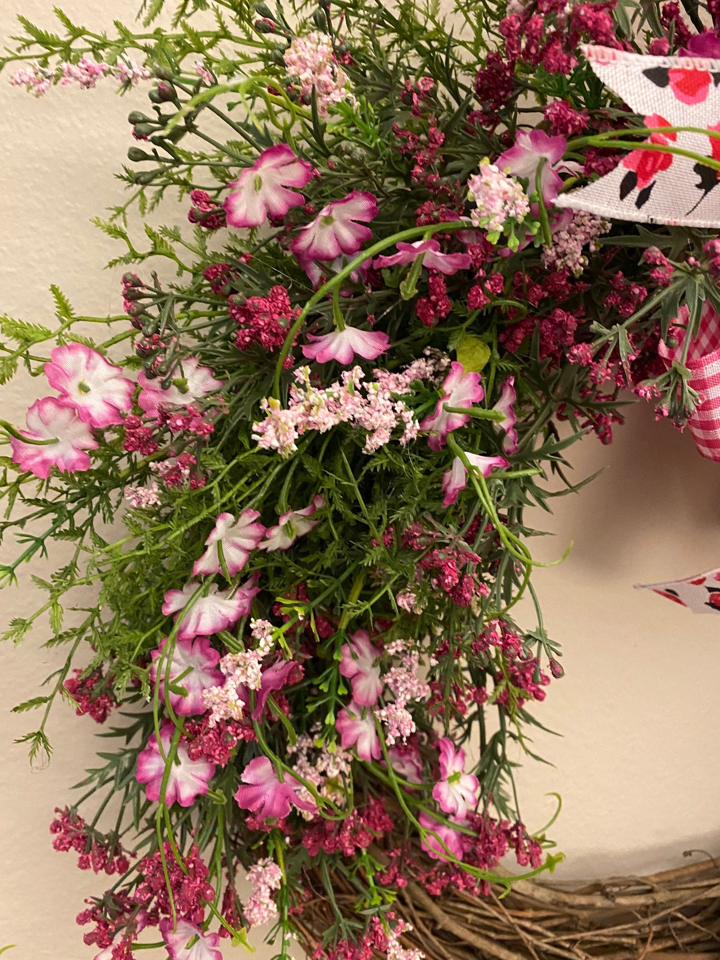 Pink Floral Summer Grapevine Wreath, Everyday Summer Pink Floral Wreath, Everyday Pink Floral Wreath, Everyday Floral Farmhouse Wreath