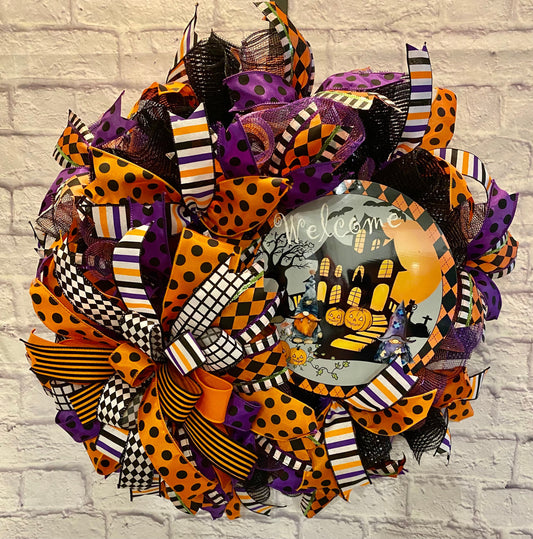 Halloween Gnome Welcome Wreath for Door, Halloween Gnome Welcome Wreath for Porch, Halloween Gnome Decoration for Home or Office