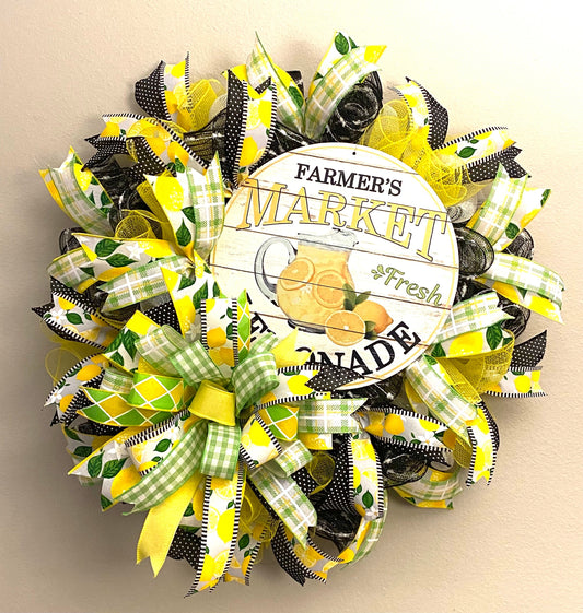 Lemonade Wreath for Door, Lemonade Wreath for Porch, Spring or Summer Lemonade Wreath for Home, Lemons Wreath for Door