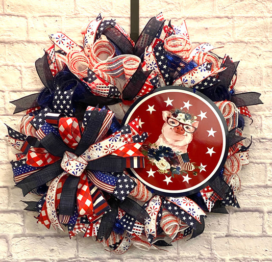 Patriotic Wreath for Front Door, Patriotic Wreath for Porch, Patriotic Home Decoration, Memorial Day Wreath, 4th of July Wreath for Door
