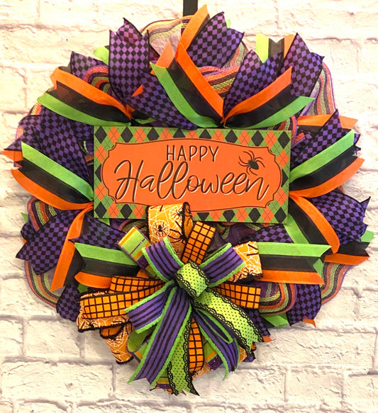 Happy Halloween Wreath for Front Door, Happy Halloween Wreath for Porch, Happy Halloween Home Decoration,  Happy Halloween Door Hanger