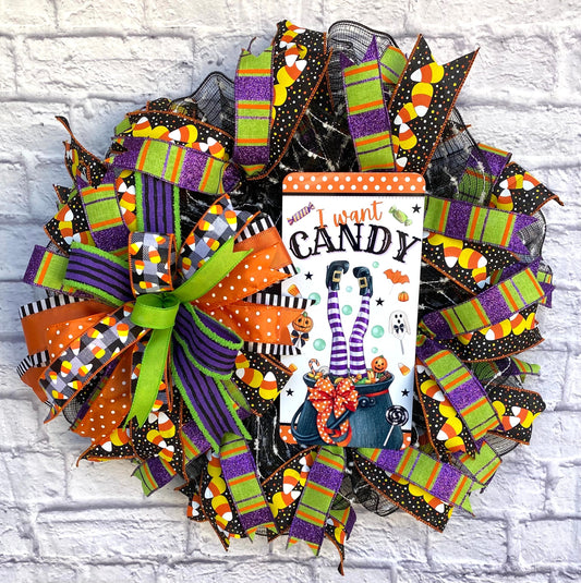 Halloween Candy Wreath, Halloween Wreath For Door, Halloween Wreath For Porch, Halloween Witch Wreath for Door, Halloween Home Decoration