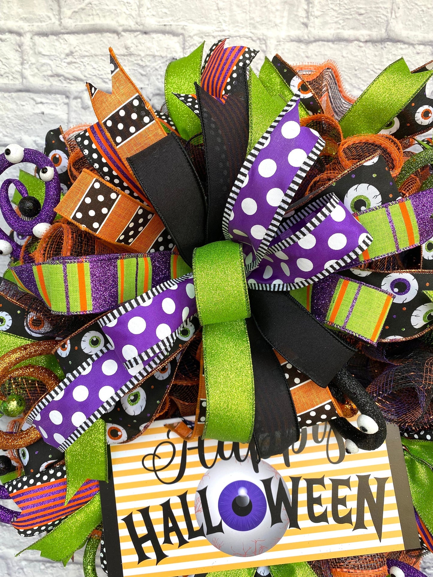 Whimsical Halloween Wreath, Happy Halloween Wreath, Whimsical Happy Halloween Wreath, Happy Halloween Door Hanger, Halloween Porch Decor