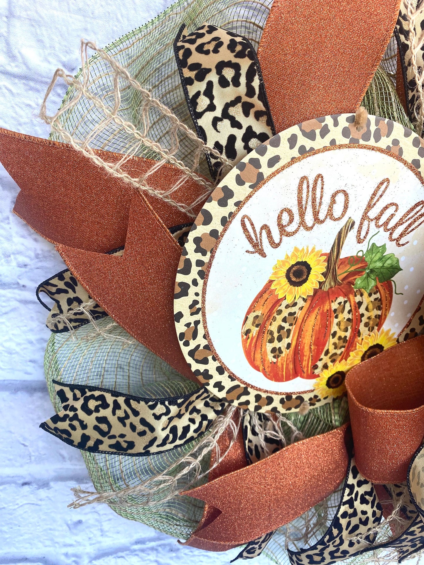 Fall Wreath for Door, Fall Leopard Print Pumpkin Wreath, Fall Pumpkin Wreath for Door, Fall Wreath with Pumpkin, Pumpkin Wreath for Fall