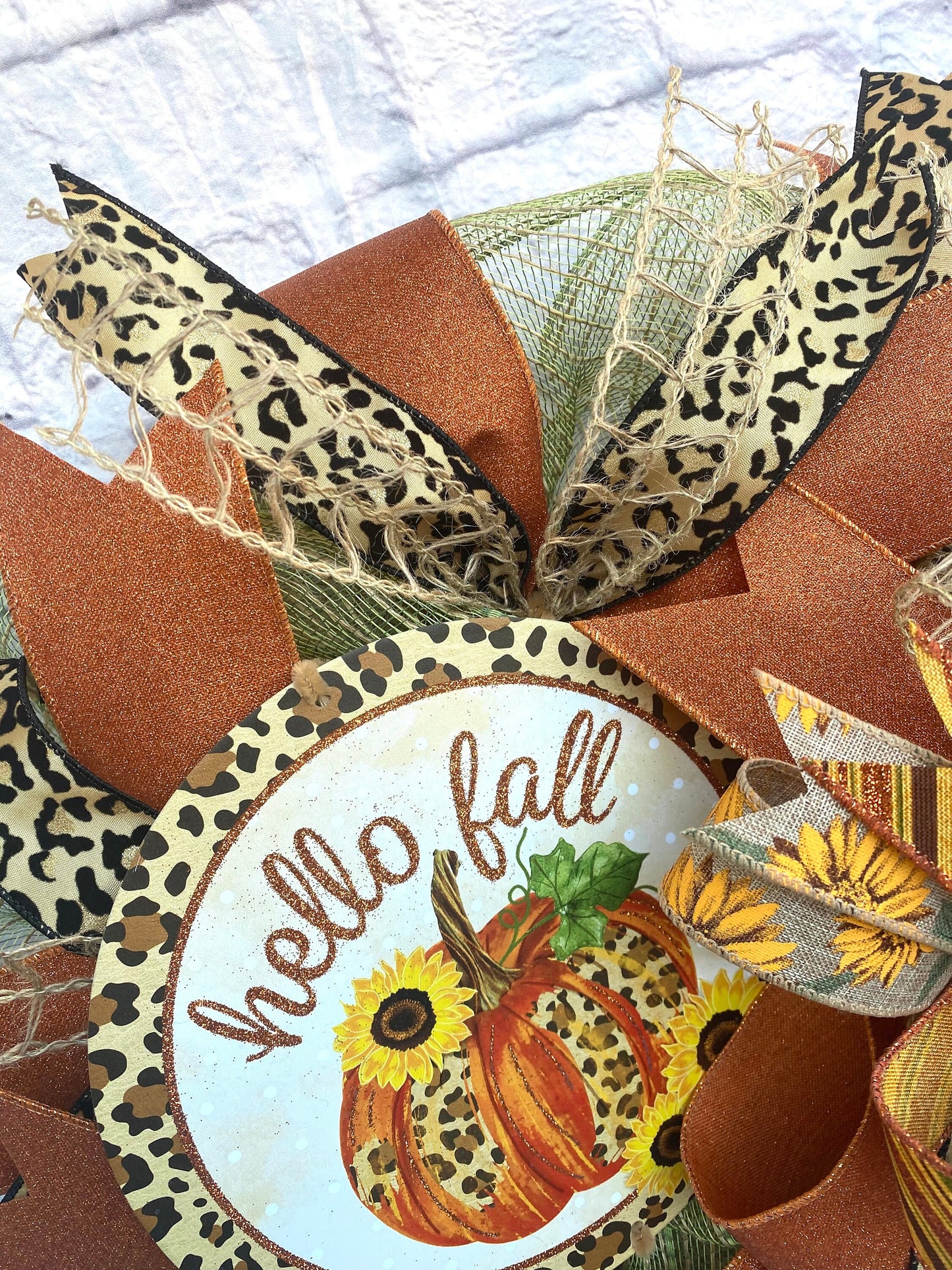 Fall Wreath for Door, Fall Leopard Print Pumpkin Wreath, Fall Pumpkin Wreath for Door, Fall Wreath with Pumpkin, Pumpkin Wreath for Fall