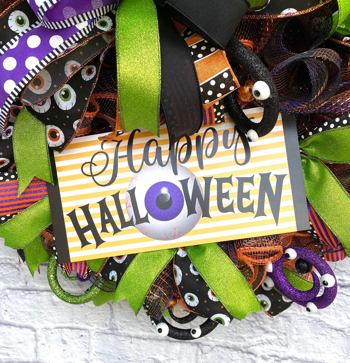Whimsical Halloween Wreath, Happy Halloween Wreath, Whimsical Happy Halloween Wreath, Happy Halloween Door Hanger, Halloween Porch Decor