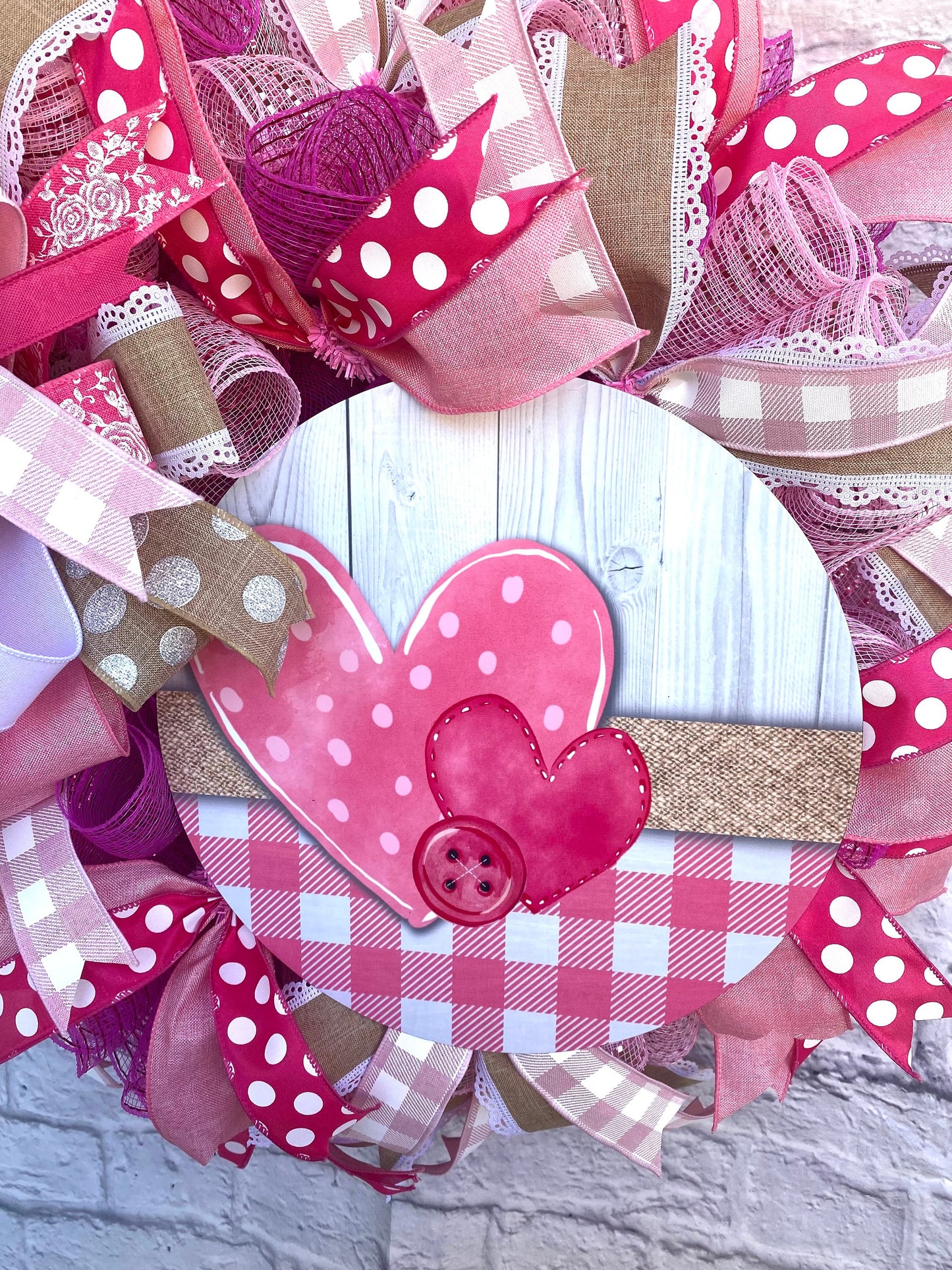 Valentines Wreath for Front Door, Valentines Wreath for Porch, Pink Valentines Wreath for Front Door, Heart Valentines Wreath for Door