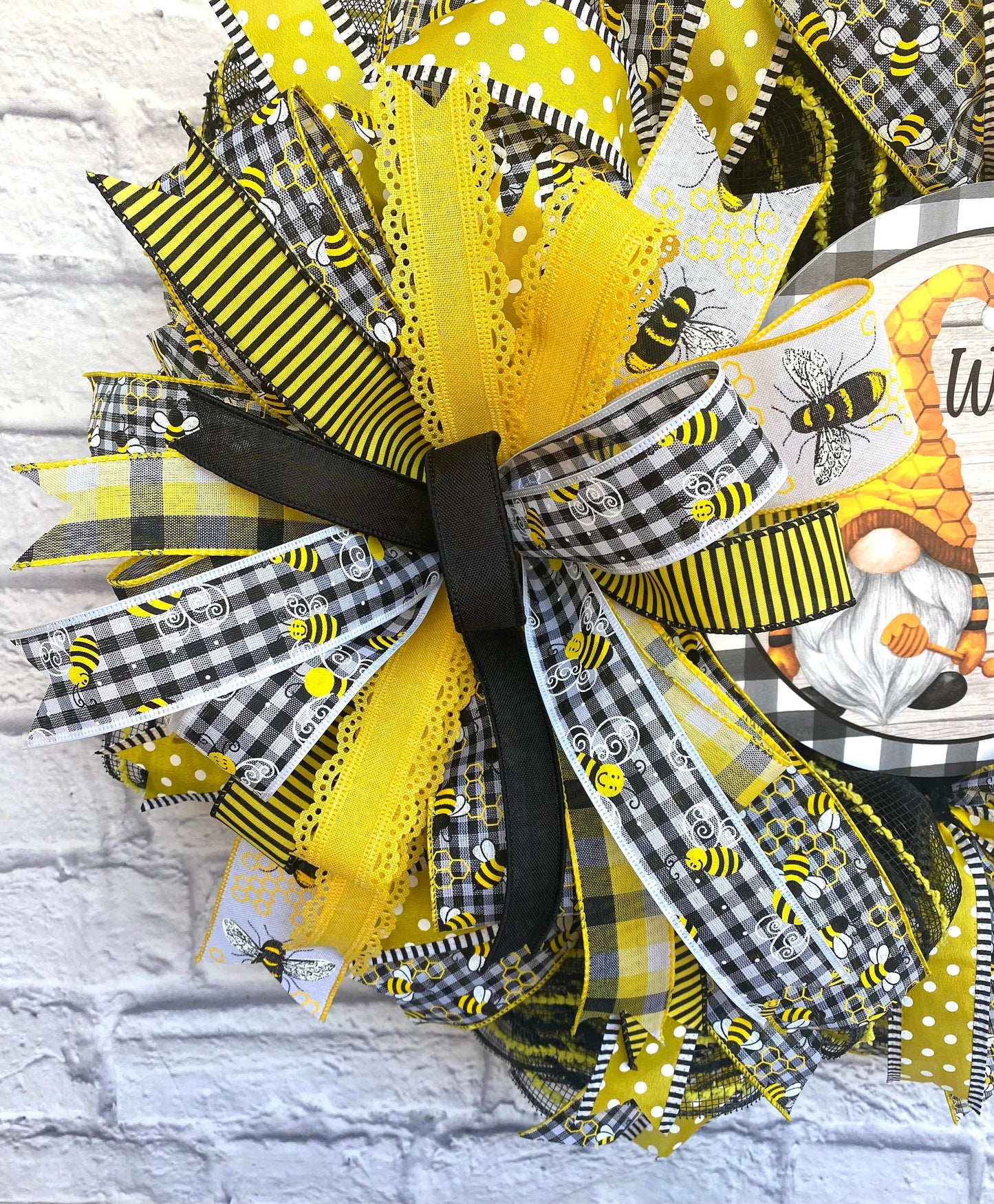 Bee Wreath for Door, Gnome Bee Wreath, Farmhouse Bee Wreath, Bee Door Hanger, Gnome Wreath for Door, Farmhouse Bee Door Hanger, Bee Wreath