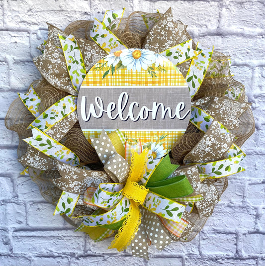 Spring Welcome Wreath, Summer Welcome Wreath, Farmhouse Spring Wreath, Farmhouse Summer Wreath, Spring Door Hanger, Summer Door Hanger