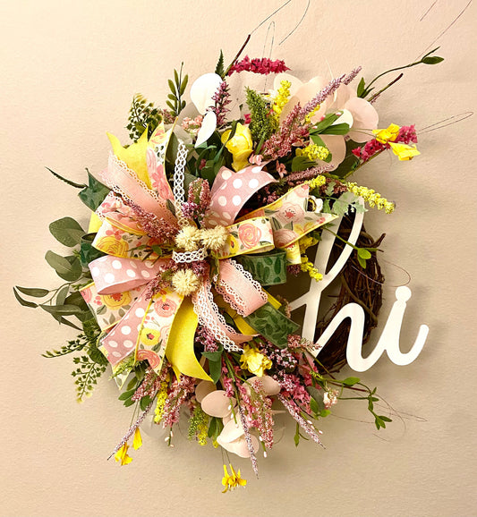 Summer Grapevine Wreath, Summer Twig Wreath for Door, Summer Floral Wreath, cheerful Floral Hi Wreath for Front Door, Summer Home Decor