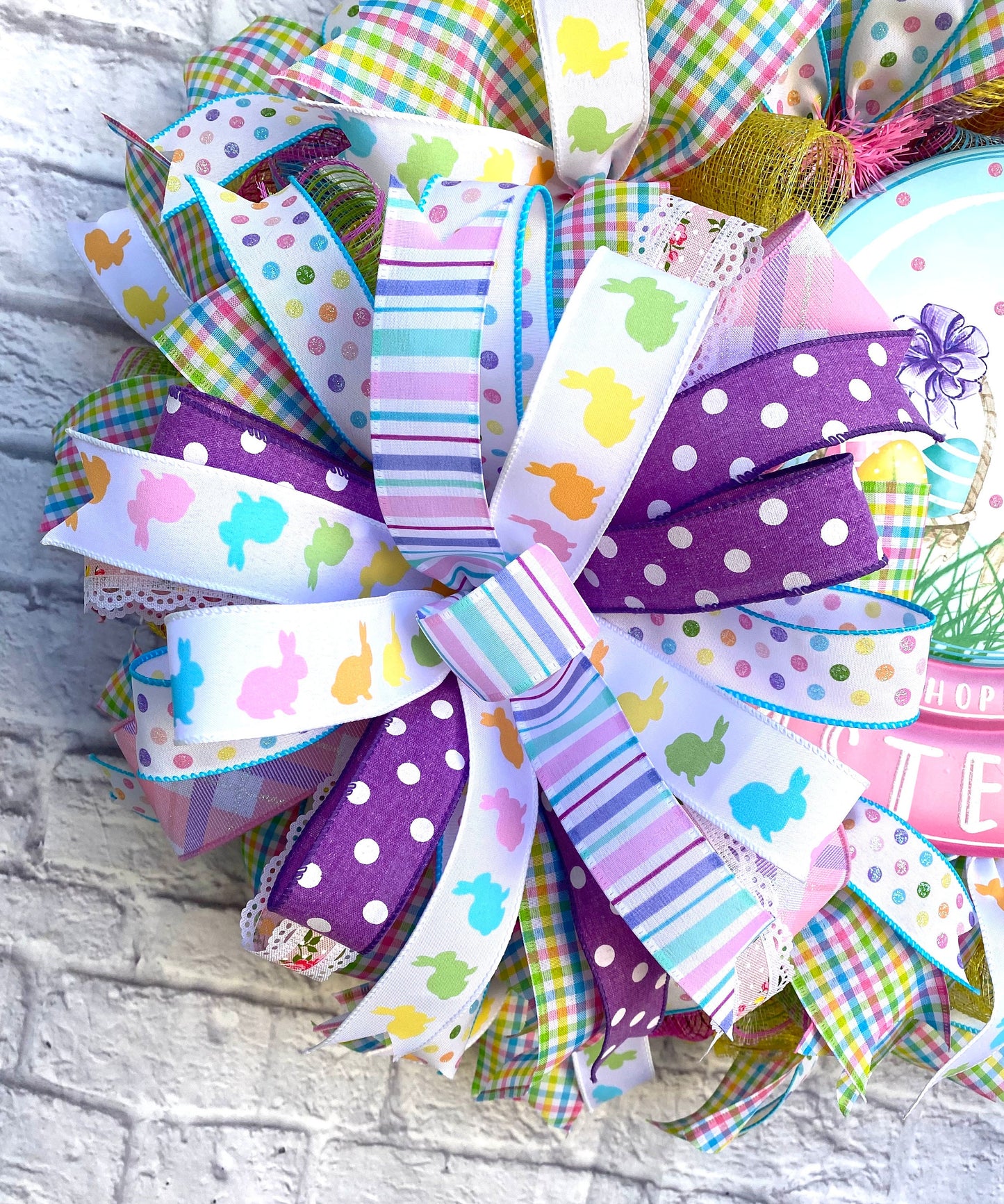 Easter Bunny Wreath, Happy Easter Wreath, Pastel Easter Wreath, Easter Bunny Door Hanger, Easter Bunny Porch Decoration, Easter Home Decor