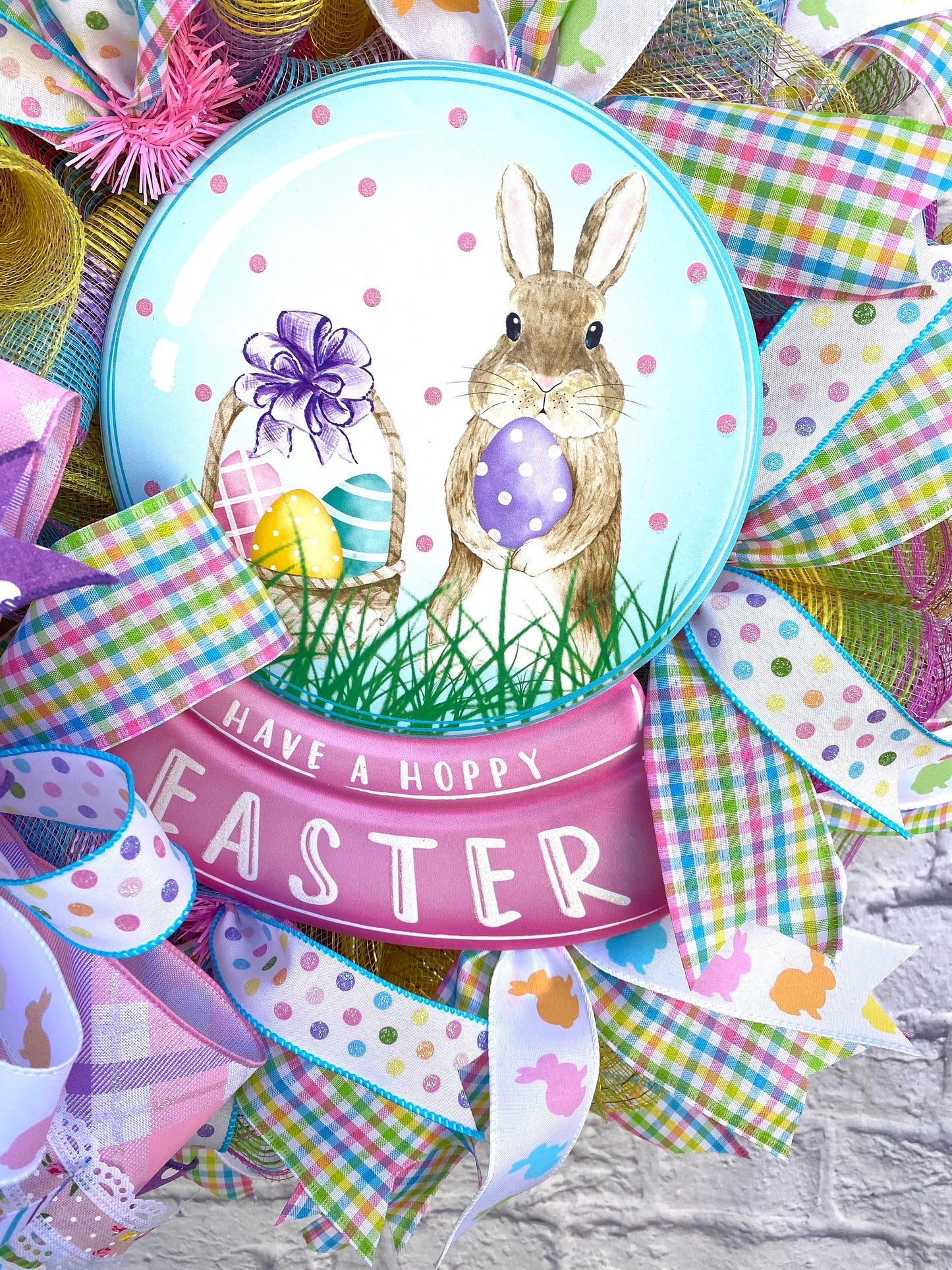 Easter Bunny Wreath, Happy Easter Wreath, Pastel Easter Wreath, Easter Bunny Door Hanger, Easter Bunny Porch Decoration, Easter Home Decor