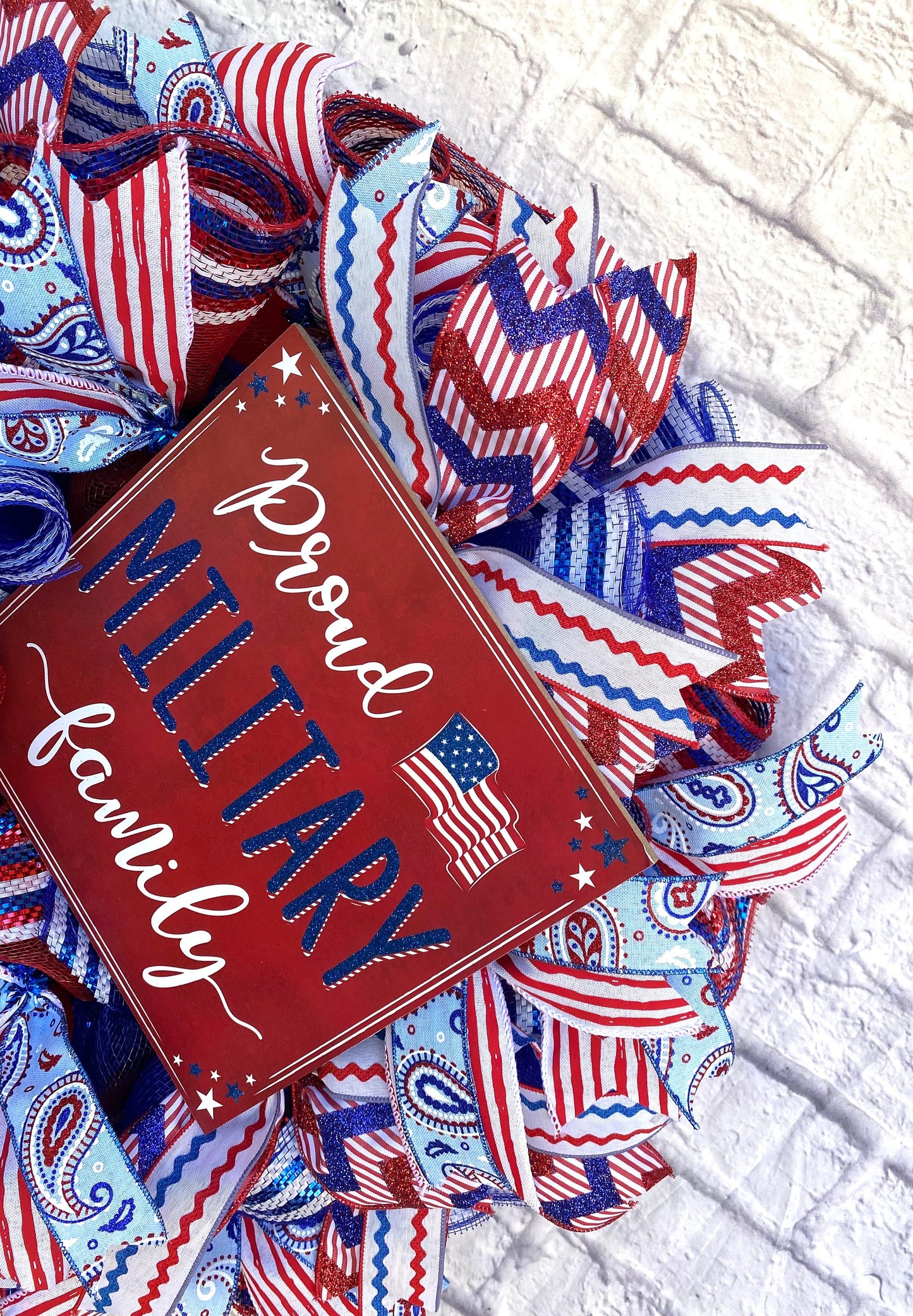 Patriotic Military Family Wreath, Veteran Wreath, Patriotic Wreath for Door, Memorial Day Wreath, 4th of July Wreath, Patriotic Door Hanger