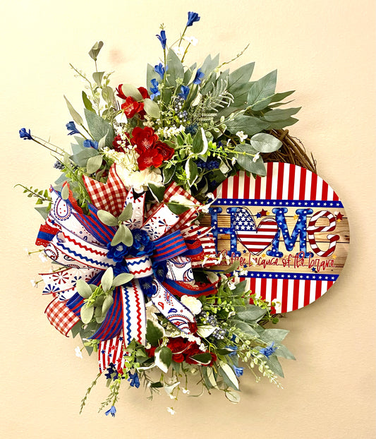 Patriotic Americana Wreath, Independence Day Wreath, Memorial Day Wreath, 4th of July Wreath, Floral Patriotic Wreath, Patriotic Wreath