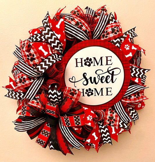 Home Sweet Home Wreath, Dog Wreath for Door, Dog Home Decoration, Dog Door Hanger, Hime Sweet Home Decoration, Home Porch Decoration