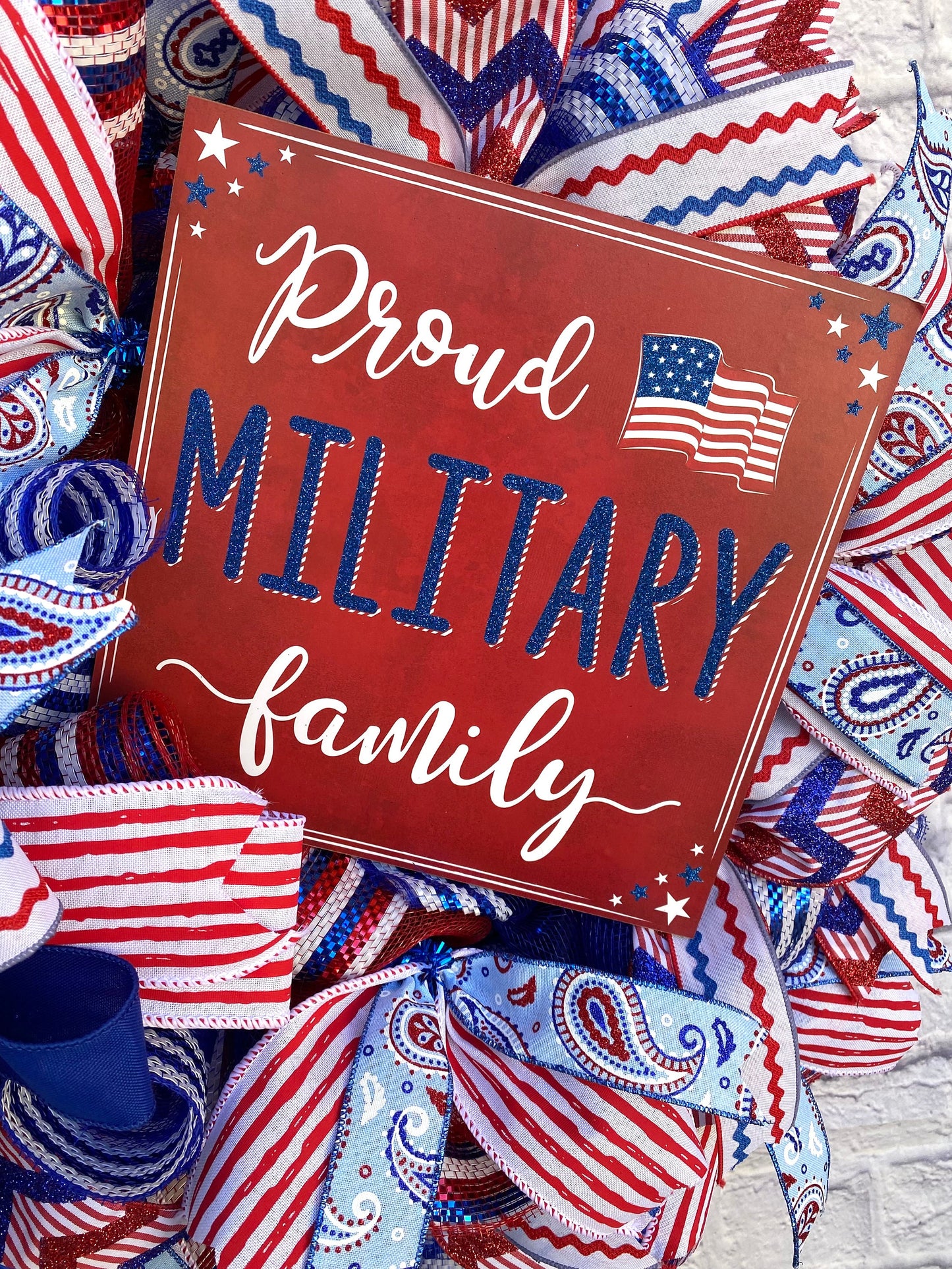 Patriotic Military Family Wreath, Veteran Wreath, Patriotic Wreath for Door, Memorial Day Wreath, 4th of July Wreath, Patriotic Door Hanger