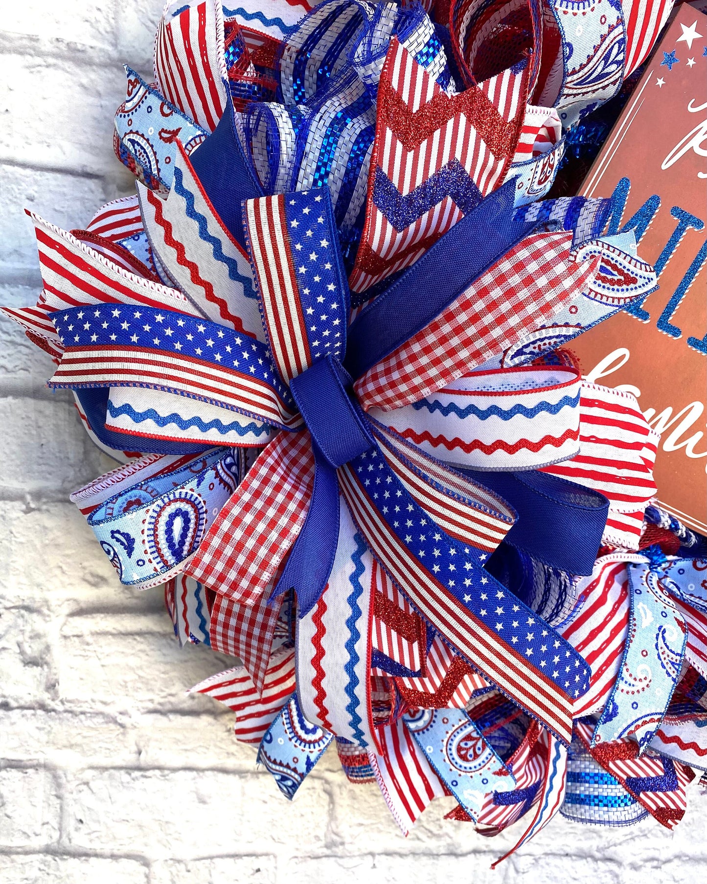 Patriotic Military Family Wreath, Veteran Wreath, Patriotic Wreath for Door, Memorial Day Wreath, 4th of July Wreath, Patriotic Door Hanger