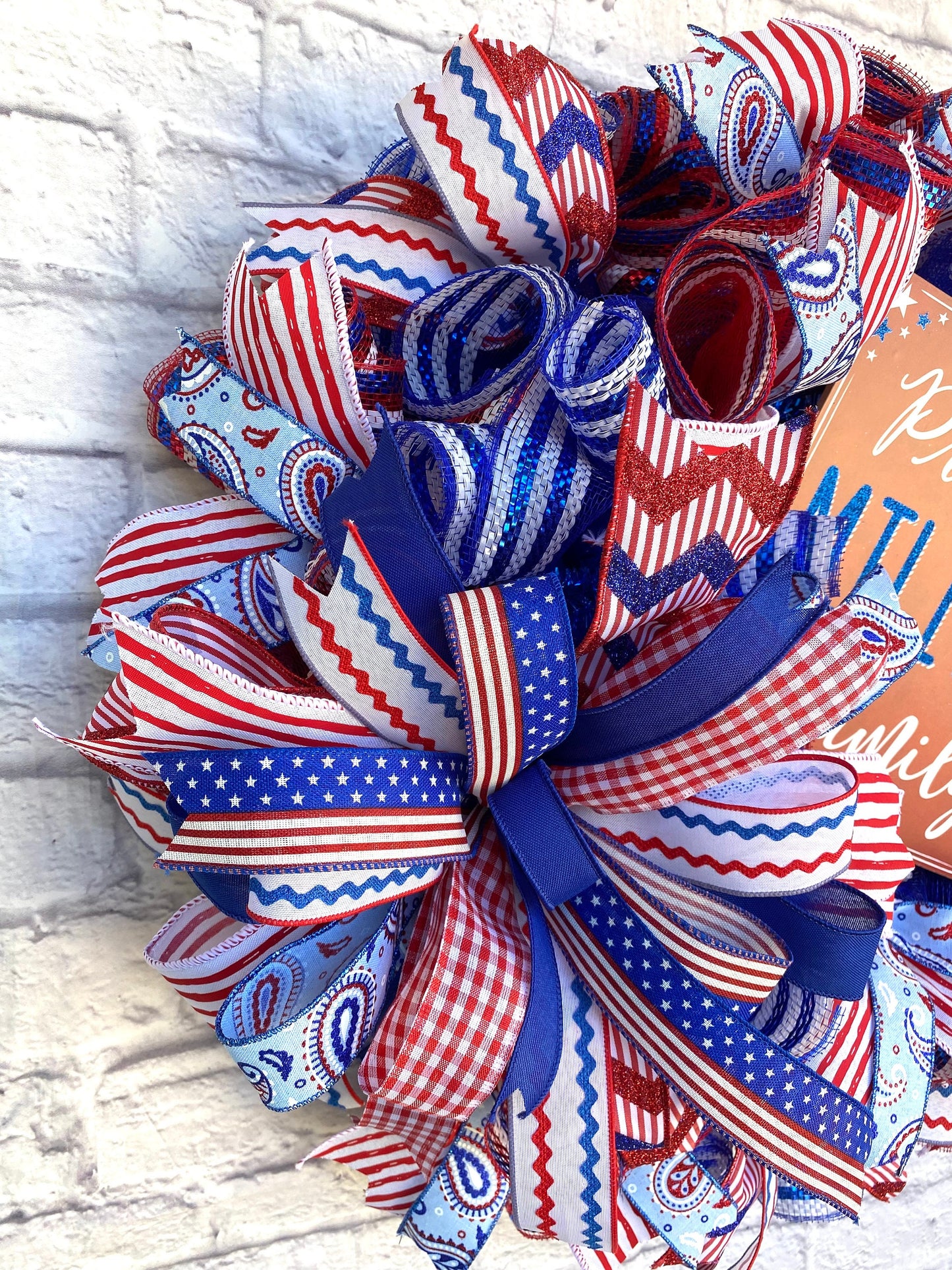 Patriotic Military Family Wreath, Veteran Wreath, Patriotic Wreath for Door, Memorial Day Wreath, 4th of July Wreath, Patriotic Door Hanger