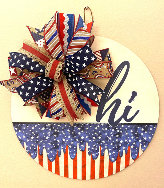 Patriotic Door Hanger, Americana Door Hanger, 4th of July Door Hanger, 4th of July Home Decor, 4th of July Porch Decor, Patriotic Hi Decor