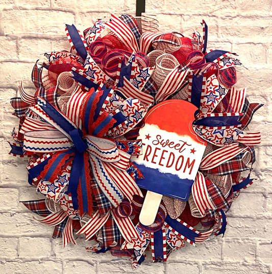 Patriotic Wreath for Door, 4th of July Wreath, Patriotic Porch Decoration, Patriotic Door Hanger, Patriotic Home Decoration, Memorial Day