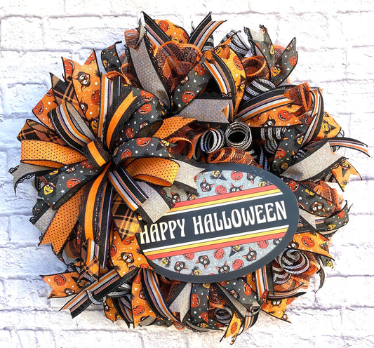 Happy Halloween Wreath, Gothic Halloween Wreath, Cat Halloween Wreath, Halloween Door Hanger, Halloween Home Decoration, Halloween Decor