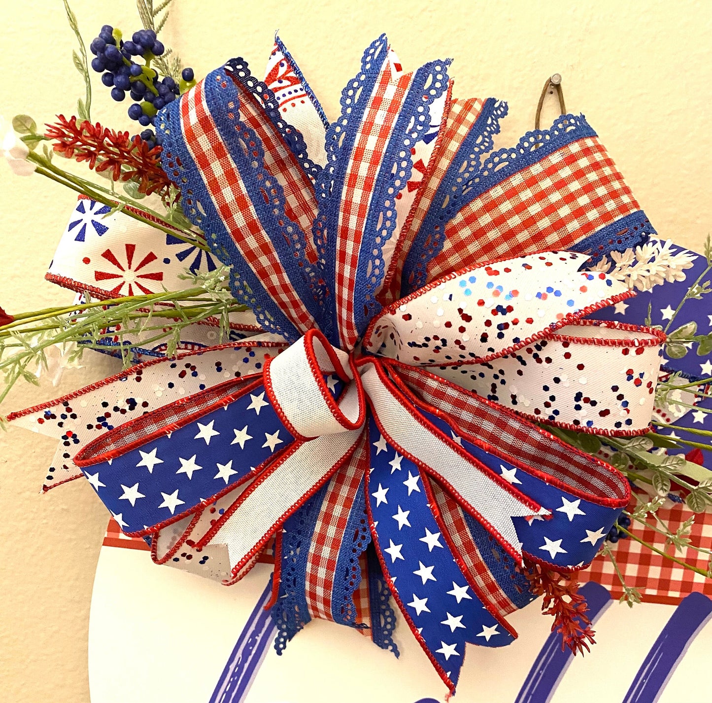 4th of July Decoration, Patriotic Door Hanger, 4th of July Porch Decoration, 4th of July Home Decor, Independence Day Decor,
