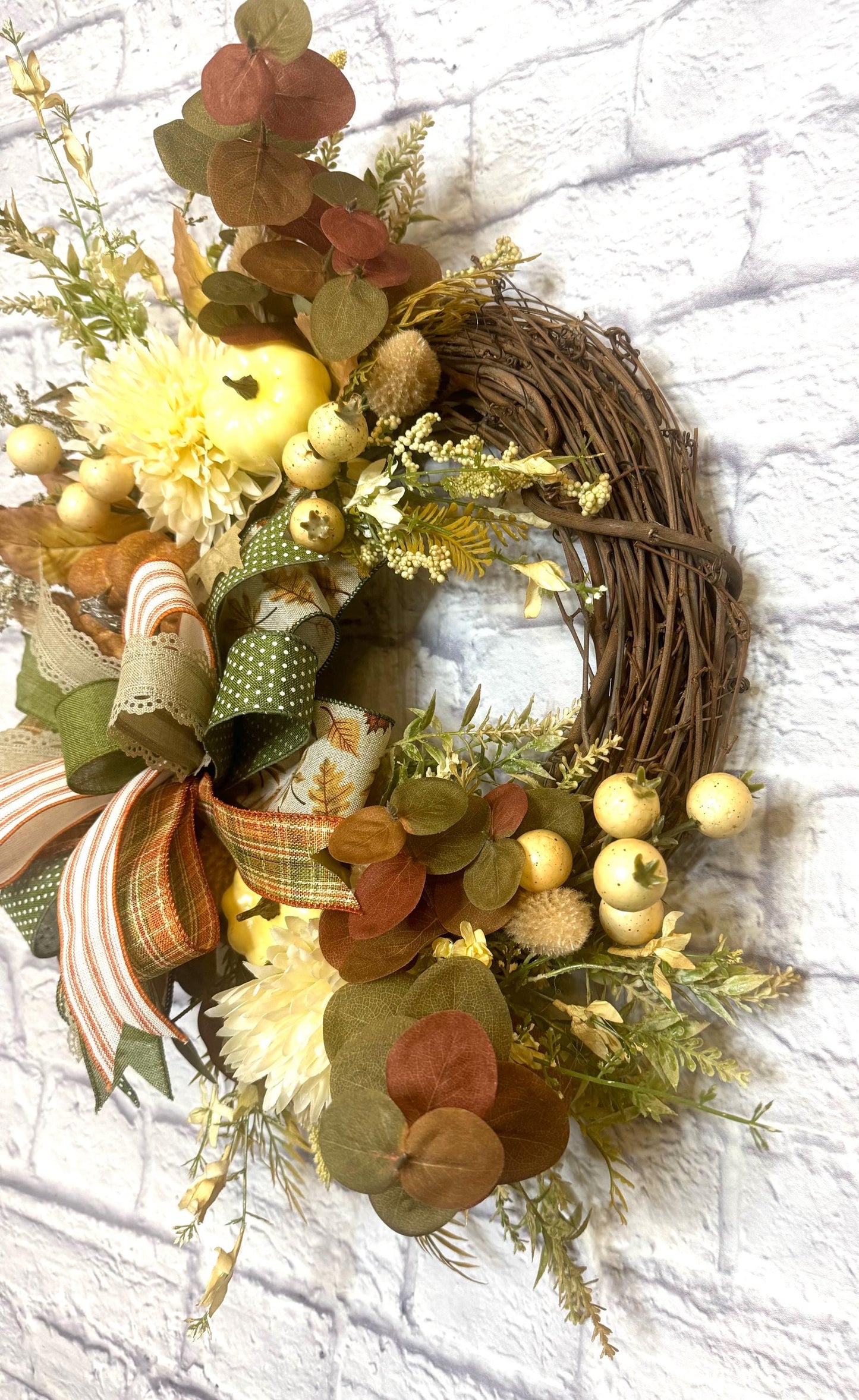 Fall Floral Grapevine Wreath, Autumn Floral Grapevine Wreath, Rustic Fall Pumpkin Decor, Fall Home Decoration, Thanksgiving Decoration
