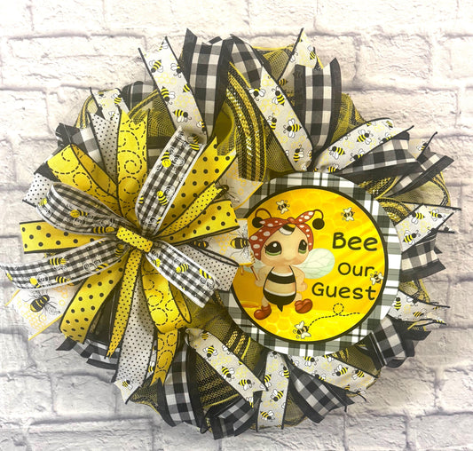 Spring Bee Wreath for Front Door, Bee Wreath for Door, Summer Bee Wreath for Front Door, Bee Door Hanger, Bee Porch Decor, Bee Sign