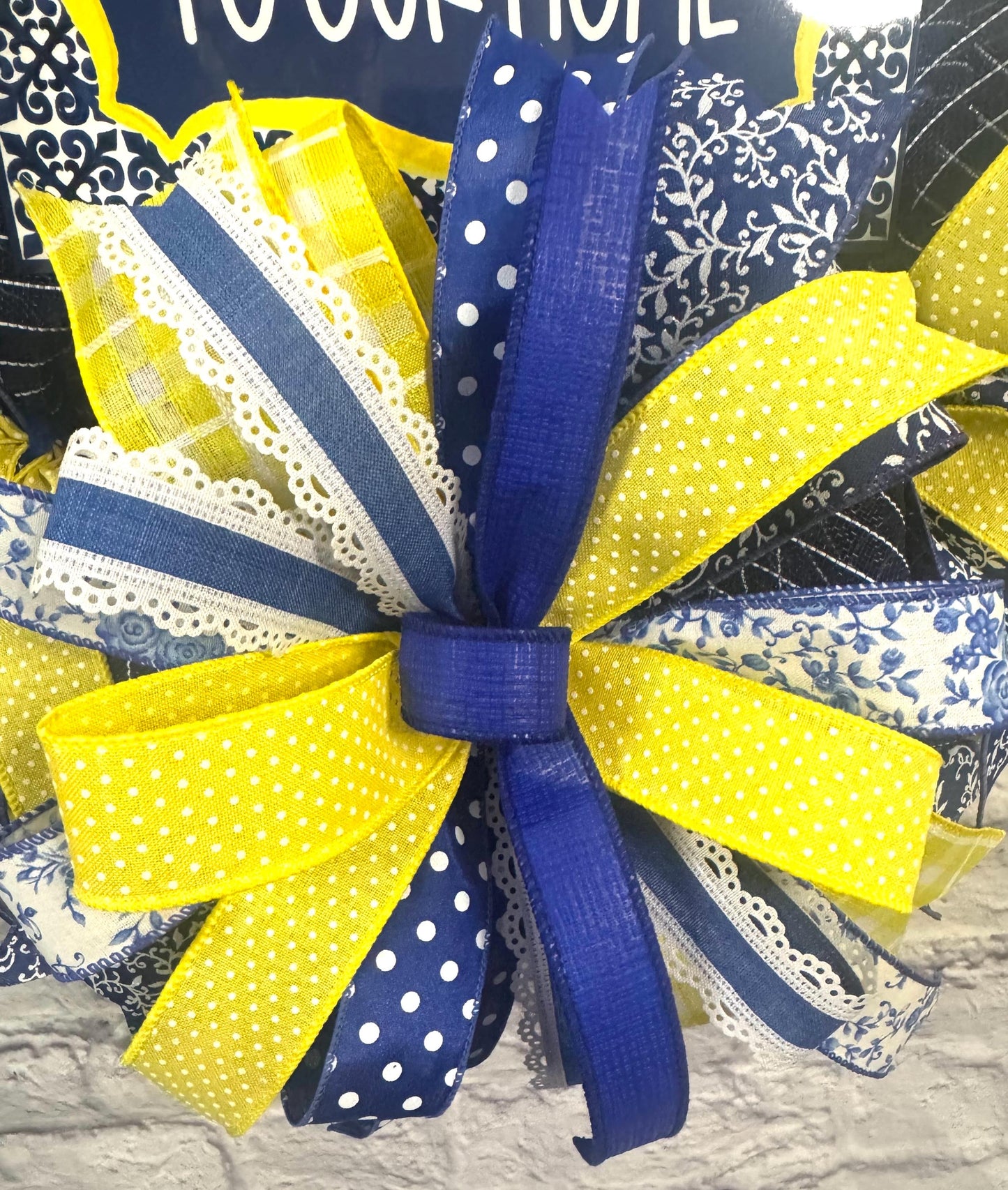 Welcome to Our Home Wreath, Blue and Yellow Everyday Wreath, Everyday Welcome Wreath, Welcome Wreath for Front Door, Welcome Porch Decor