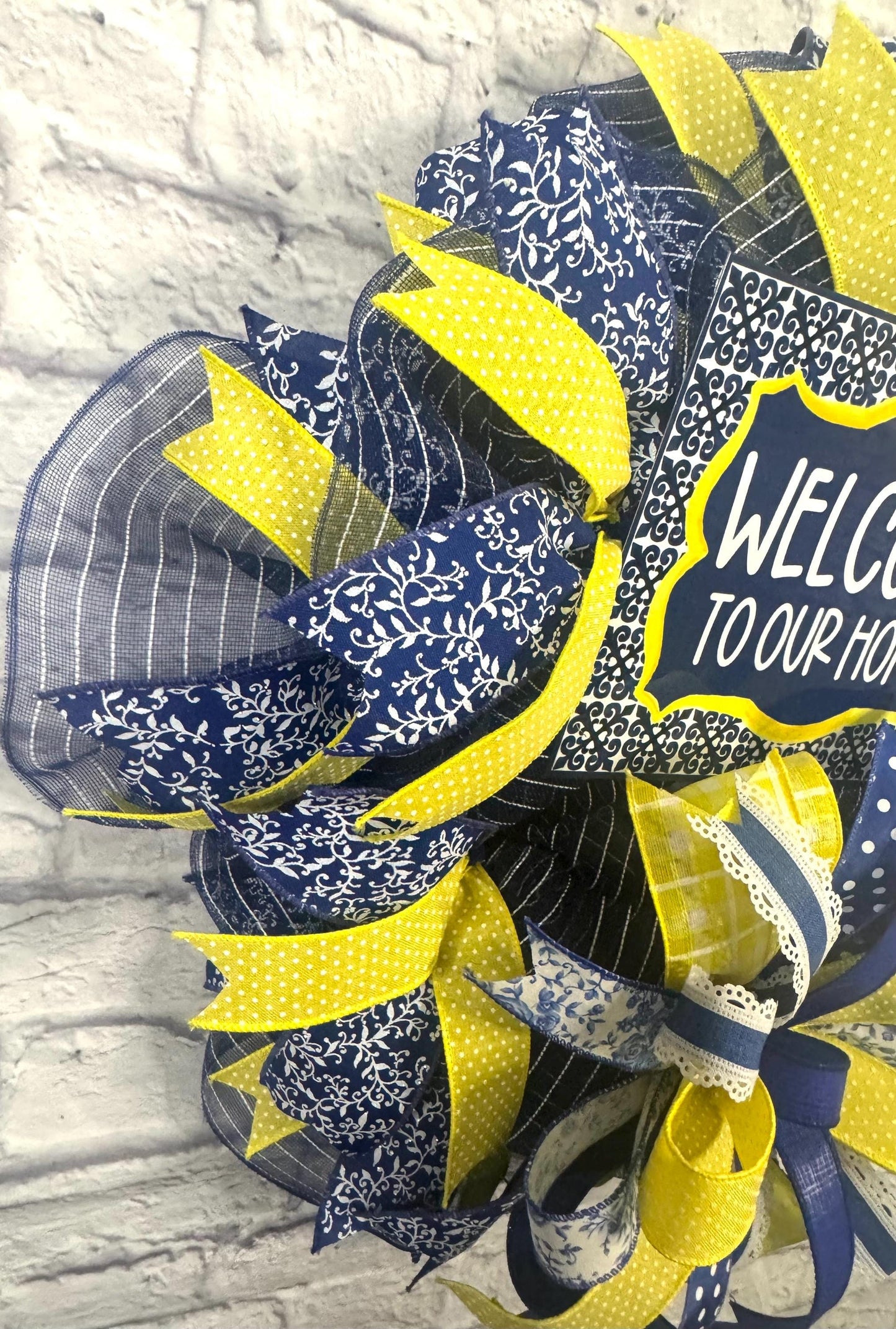 Welcome to Our Home Wreath, Blue and Yellow Everyday Wreath, Everyday Welcome Wreath, Welcome Wreath for Front Door, Welcome Porch Decor