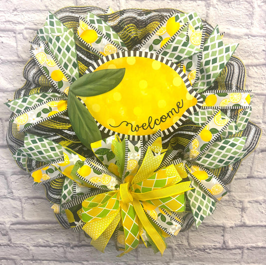 Lemon Wreath for Front Door, Lemon Welcome Wreath, Lemon Wreath for Porch, Lemon Porch Decor, Lemon Wreath Door Decor, Lemon Entryway Decor