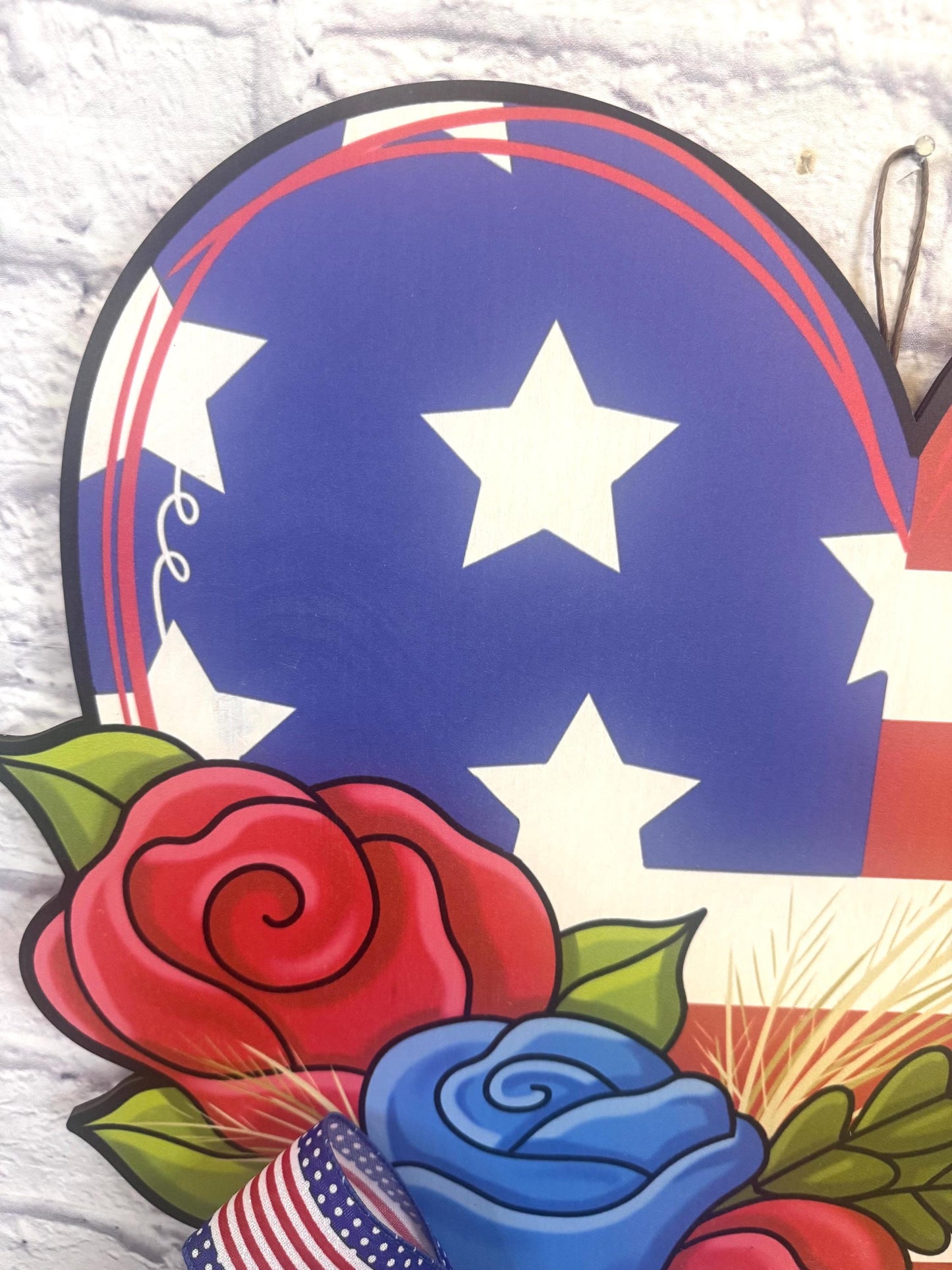 Patriotic Heart Door Hanger, Americana Flag Door Hanger, Patriotic Door Hanger, Patriotic Heart Porch Decor, Patriotic Stars and Stripes