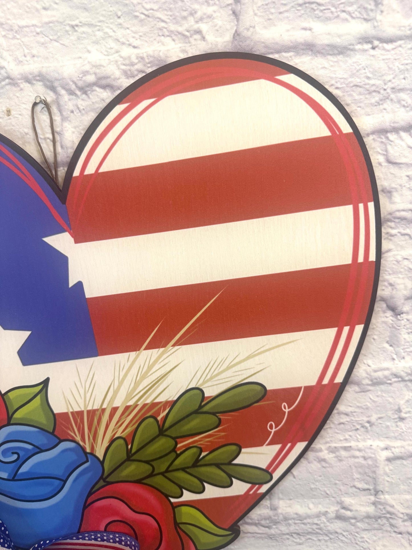 Patriotic Heart Door Hanger, Americana Flag Door Hanger, Patriotic Door Hanger, Patriotic Heart Porch Decor, Patriotic Stars and Stripes