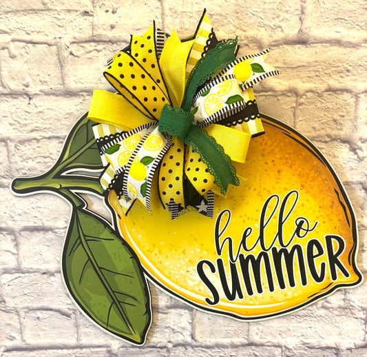 Lemon Door Hanger, Hello Summer Door Hanger, Lemon Porch Decor, Lemon Hello Summer Door Hanger, Lemon Home Decor, Lemon Decor for Entryway