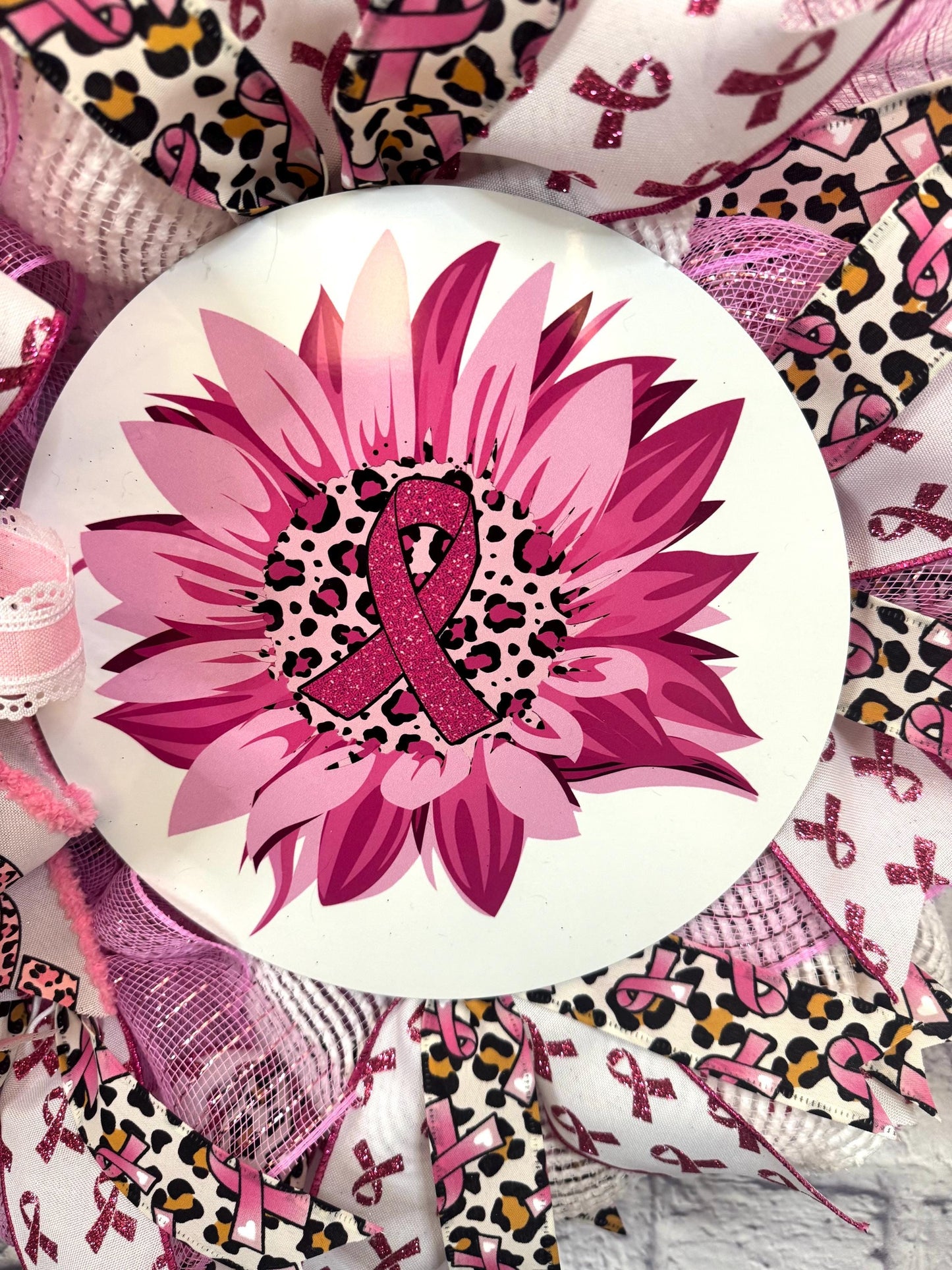 Breast Cancer Awareness Wreath, Breast Cancer Ribbon Wreath, Breadt Cancer Wreath for Front Door, Breast Cancer Door Hanger