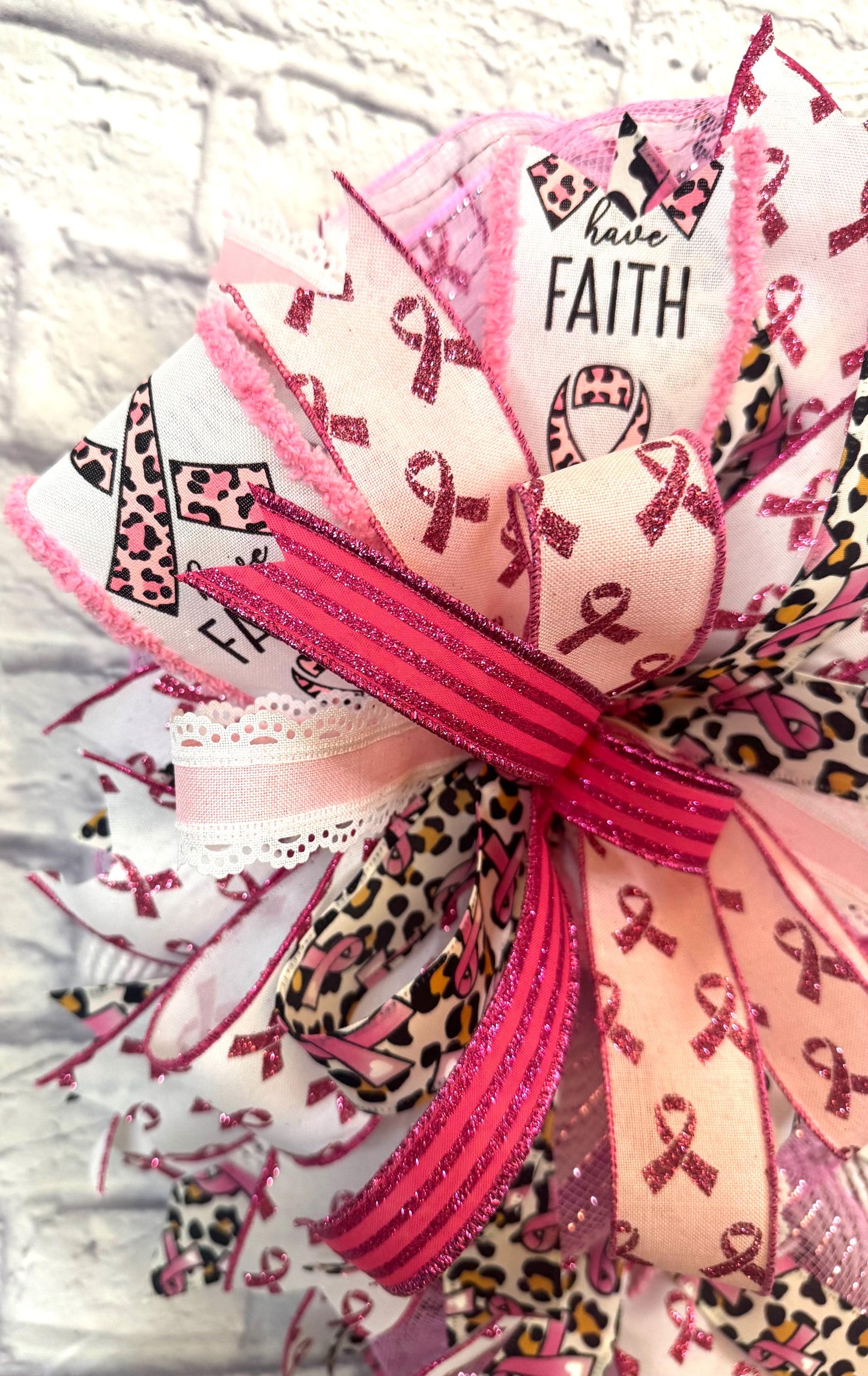 Breast Cancer Awareness Wreath, Breast Cancer Ribbon Wreath, Breadt Cancer Wreath for Front Door, Breast Cancer Door Hanger