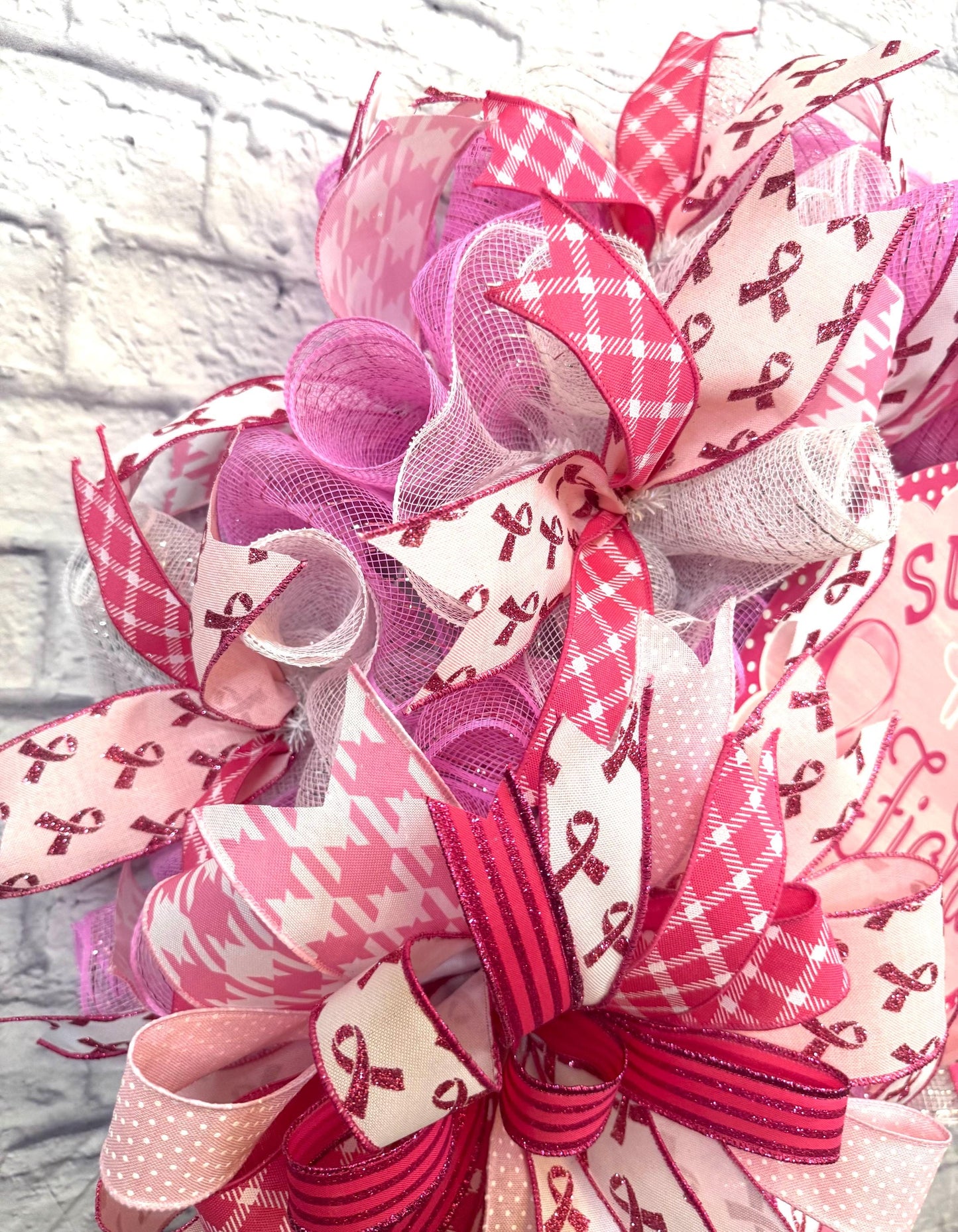 Breast Cancer Awareness Wreath, Breast Cancer Survivor Wreath, Breast Cancer Awareness Door Hanger, Breast Cancer Porch Decor, Breast Cancer