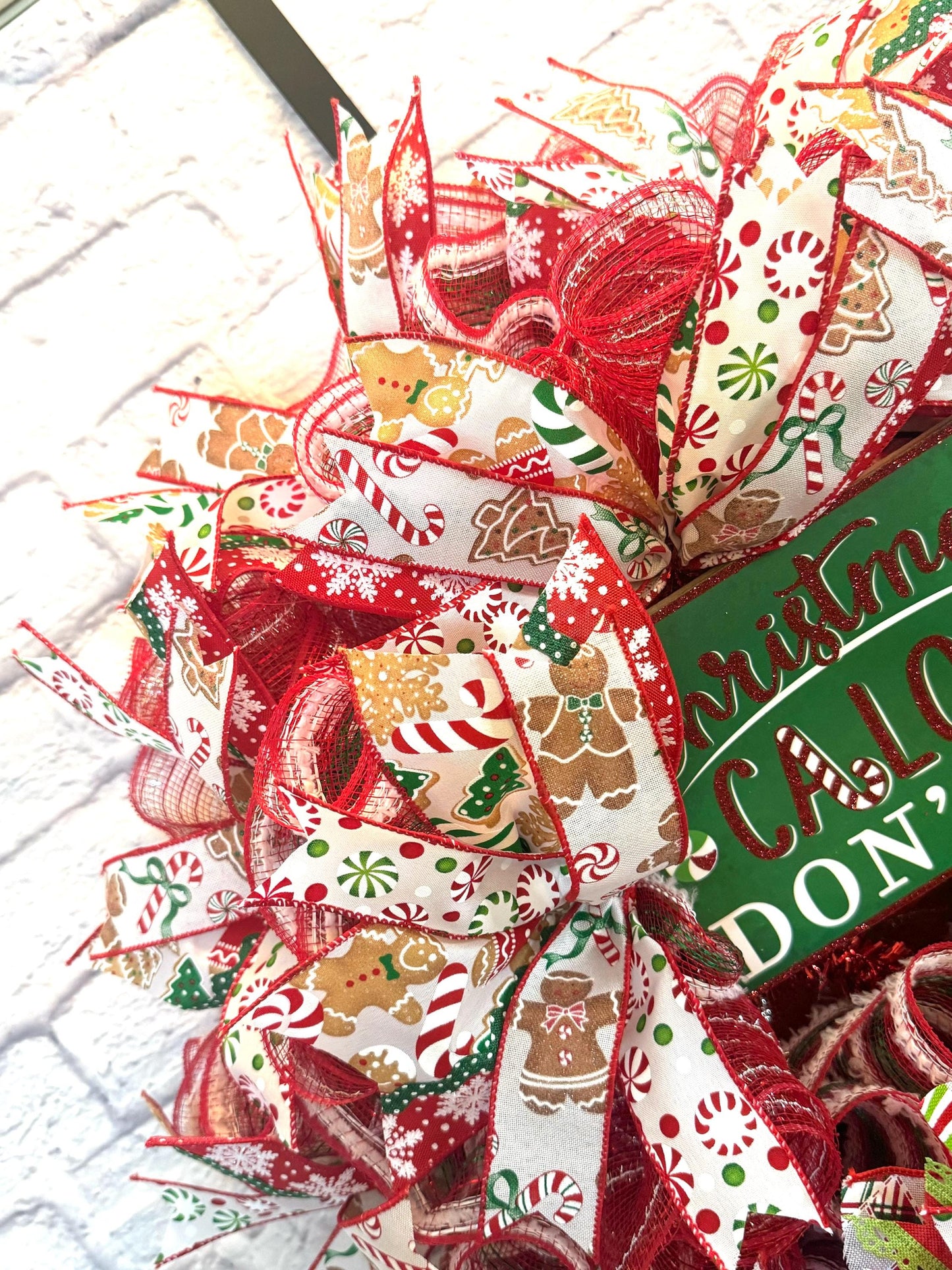 Christmas Calories Don’t Count Wreath, Christmas Wreath for Front Door. Gingerbread Christmas Wreath, Christmas Door Hanger