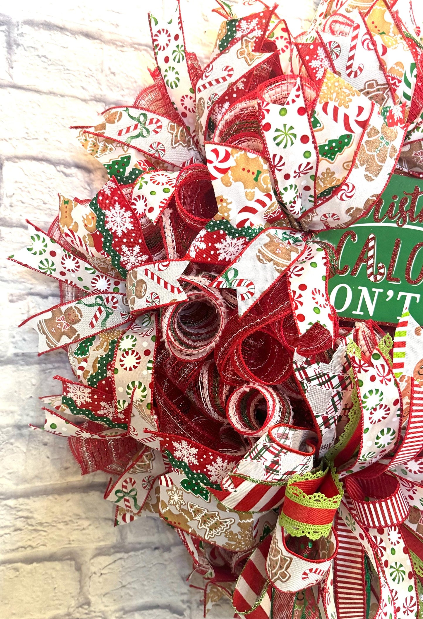 Christmas Calories Don’t Count Wreath, Christmas Wreath for Front Door. Gingerbread Christmas Wreath, Christmas Door Hanger