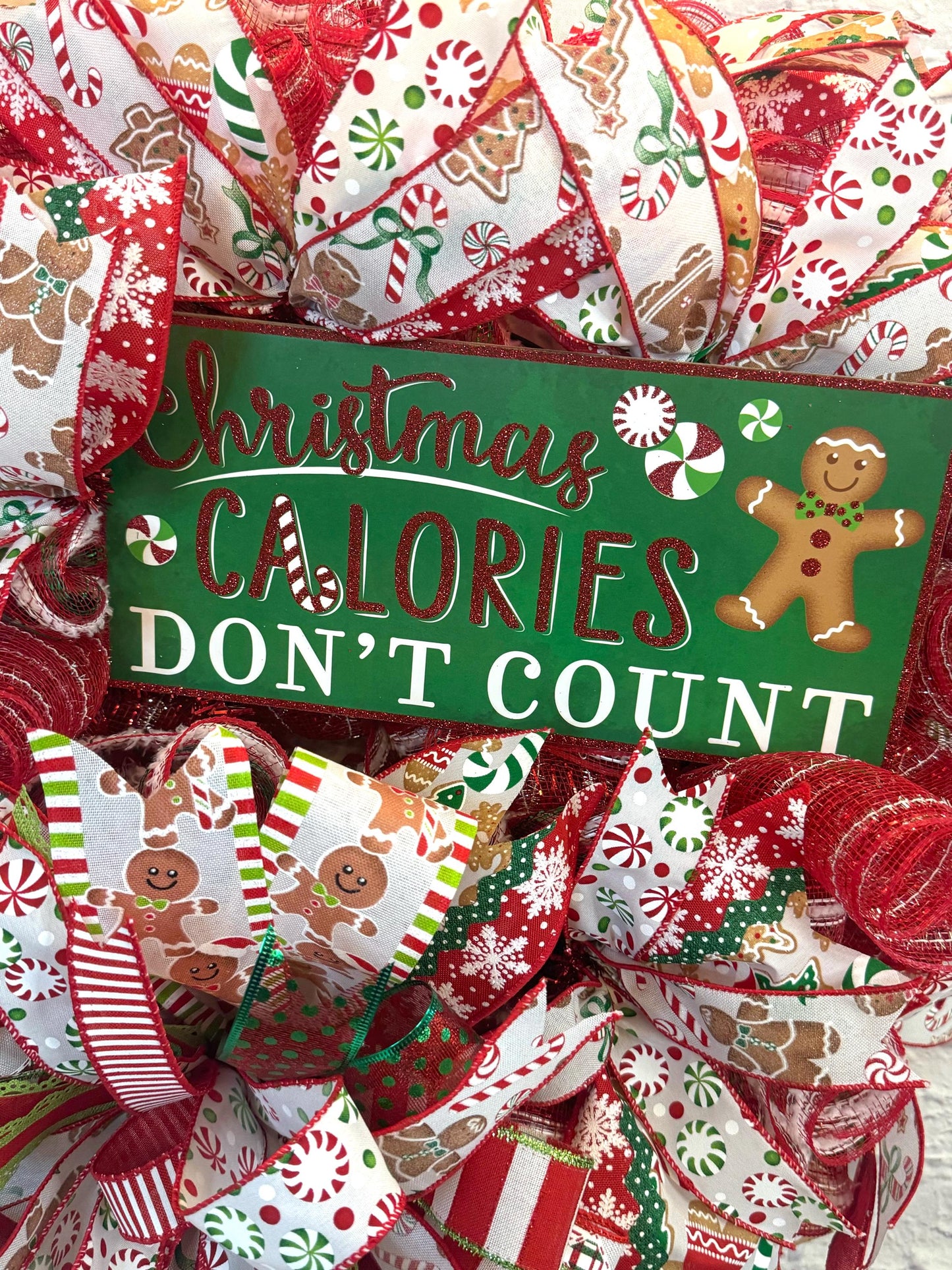 Christmas Calories Don’t Count Wreath, Christmas Wreath for Front Door. Gingerbread Christmas Wreath, Christmas Door Hanger