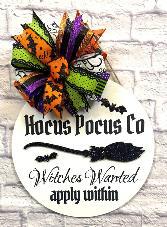 Halloween Jocus Pocus Door Hanger, Halloween Witch Door Hanger, Hocus Pocus Sign, Witches Broom Sign, Halloween Hocus Pocus Porch Decor