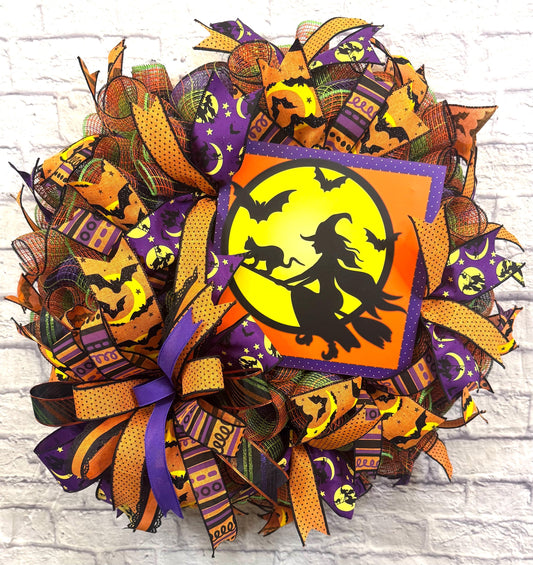 Halloween Witch Wreath for Front Door, Witch Door Hanger, Halloween Witch Door Hanger,  Halloween Witch Porch Decor, Halloween Witch Sign