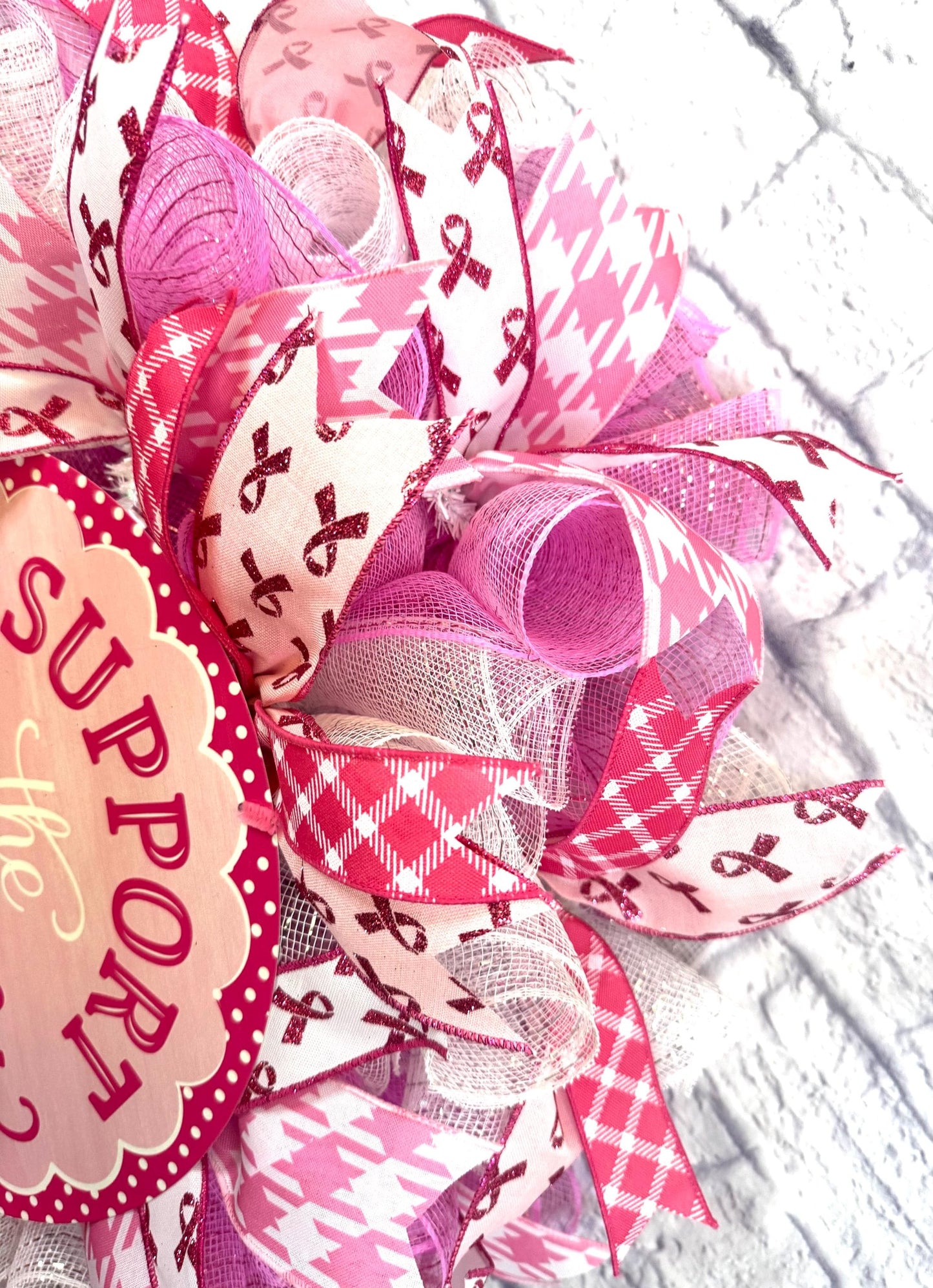Breast Cancer Awareness Wreath, Breast Cancer Survivor Wreath, Breast Cancer Awareness Door Hanger, Breast Cancer Porch Decor, Breast Cancer