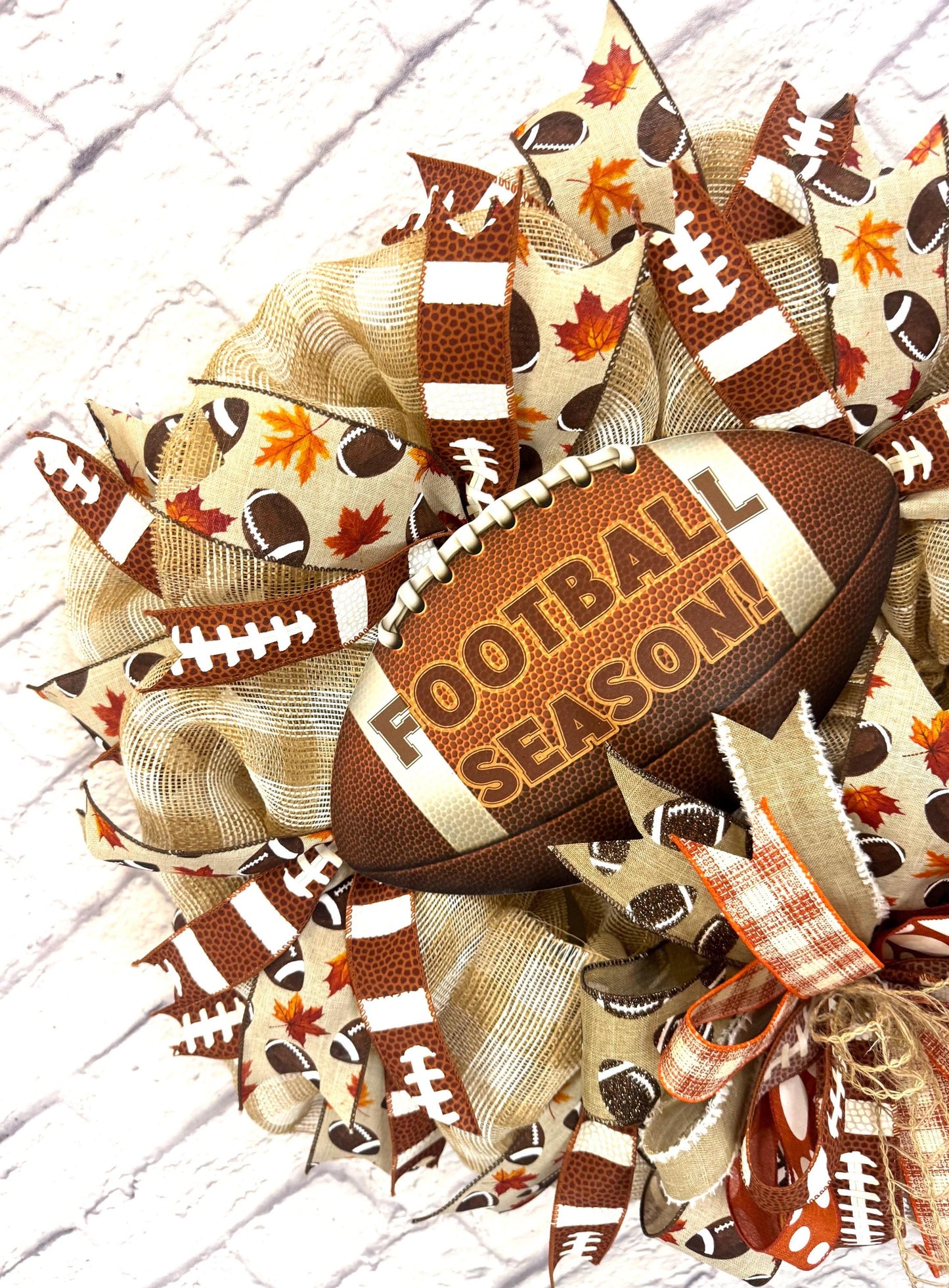 Football Wreath for Front Door, Football Door Hanger, Football Sign, Autumn Home Decor, Fall Football Wreath, Football Porch Decor