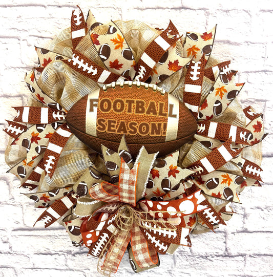 Football Wreath for Front Door, Football Door Hanger, Football Sign, Autumn Home Decor, Fall Football Wreath, Football Porch Decor