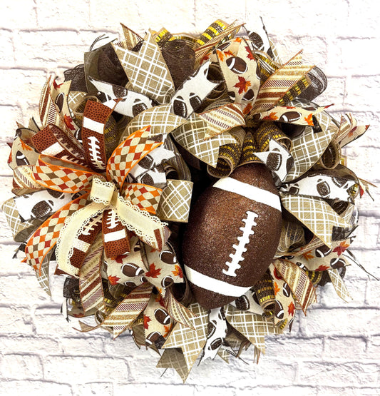 Football Wreath for Front Door, Game Day Sports Decor, Football Door Hanger, Football Home Decor, Football Porch Decor, Autumn Football