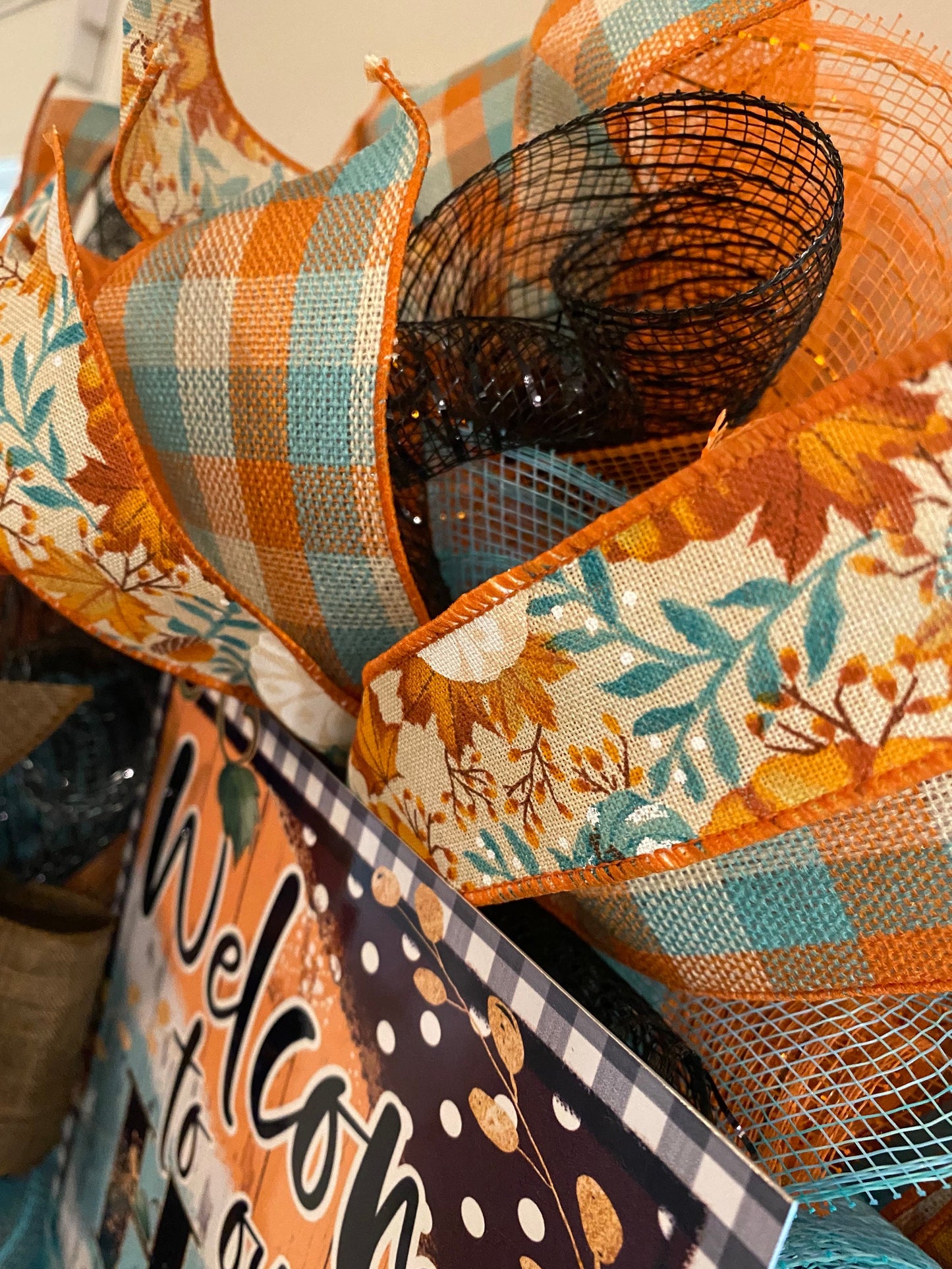 Fall Farmhouse Pumpkin Wreath, Welcome to Our Home Wreath, Fall Everyday Teal Wreath, Fall Farmhouse Welcome to Our Home Wreath